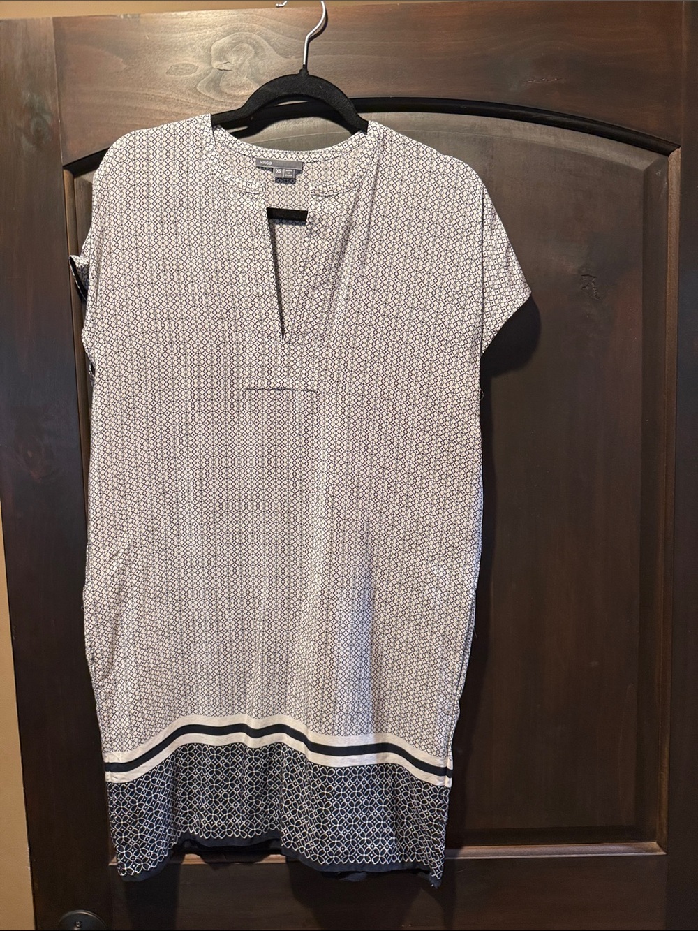 croft & barrow White and Navy Printed Short-Sleeve Tunic